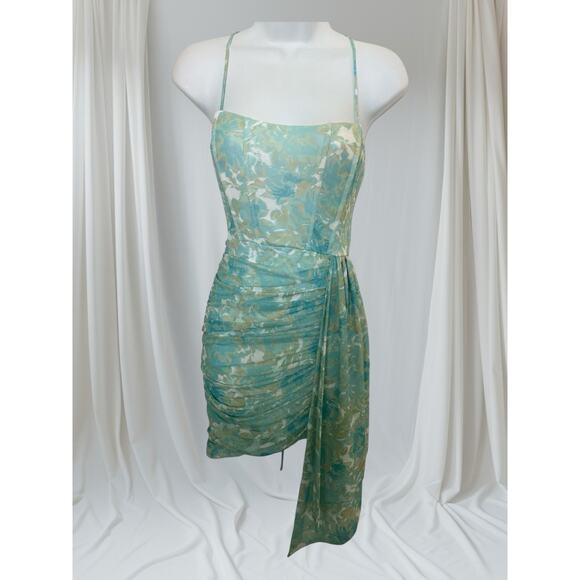 Hello Molly Dresses & Skirts - NWT Hello Molly Green Foral Color CrissCross Back Straps Showing Back 4